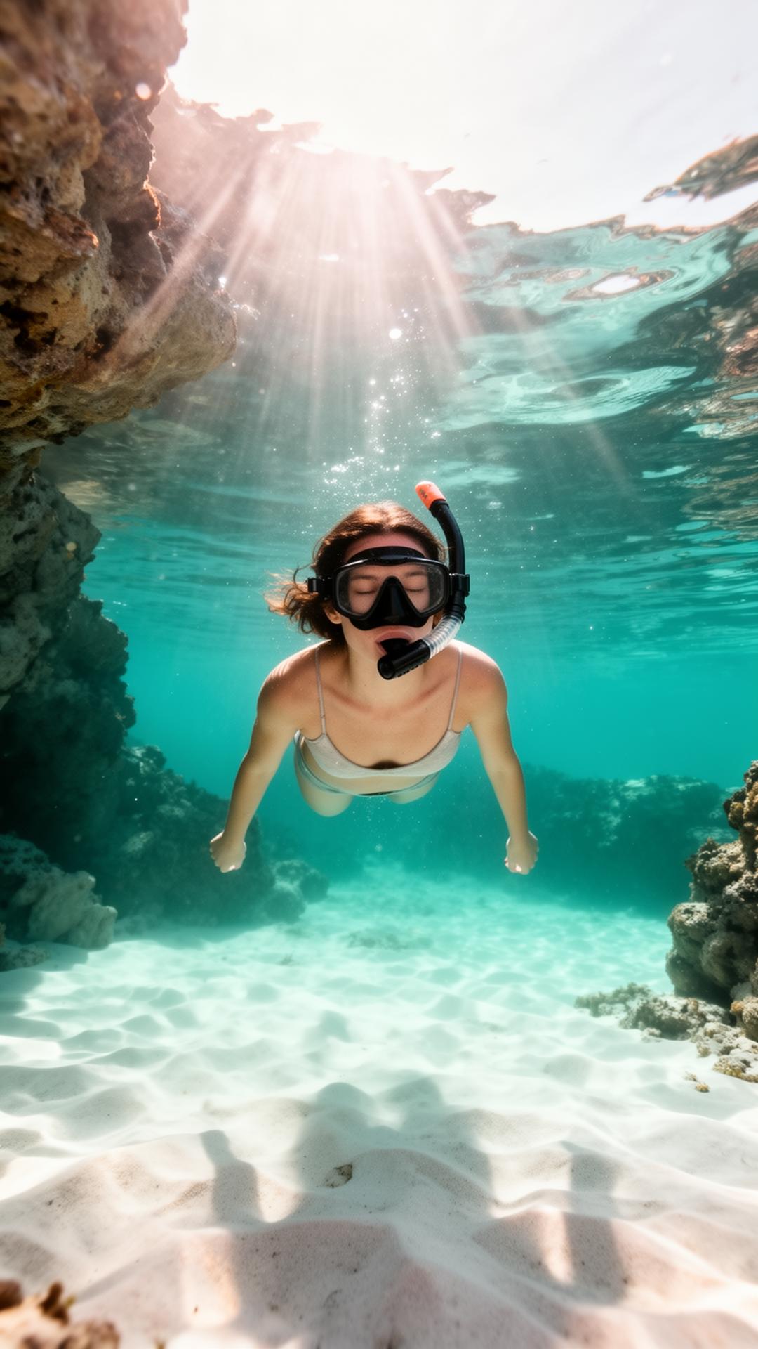 Snorkeling in crystal water in South Sardinia